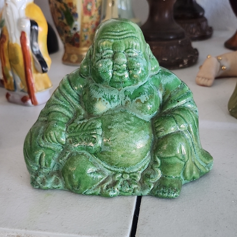 Green Ceramic Buddha Figurine